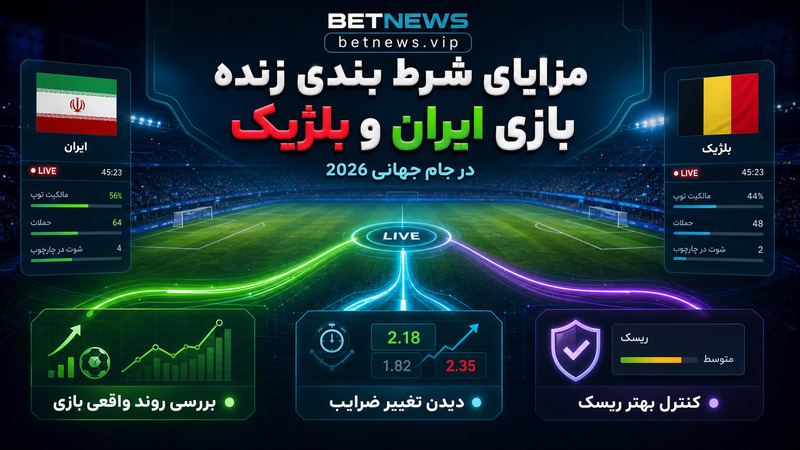 مزایای شرط بندی زنده بازی ایران و بلژیک در جام جهانی 2026